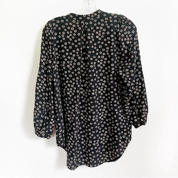 Madewell Memory blouse black Stencil Blossom floral silk high low - Picture 9 of 9